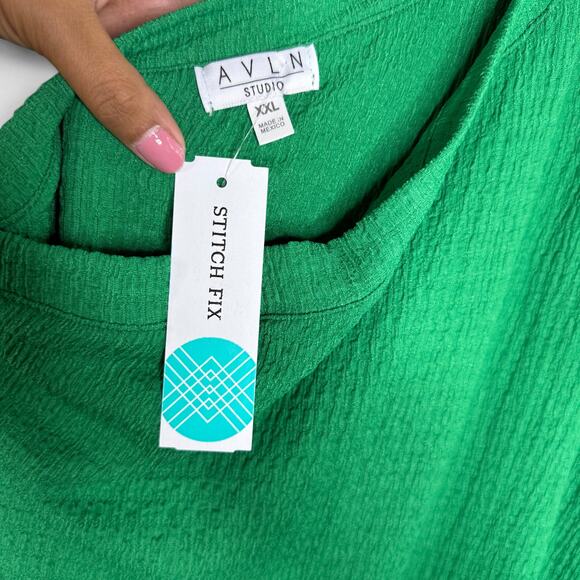 AVLN Studio Green One Shoulder Knit Midi Dress XXL Stitch Fix Minimalist Resort - Picture 5 of 10